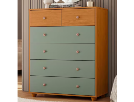 Cômoda 6 Gavetas Vittoria 110x90x41 Cm Cinamomo/Sálvia - Marrom
