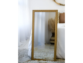 Espelho Com Moldura De Madeira 34x75 Para Pendurar Parede Grande Cor da moldura Bege