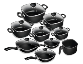 Conjunto de Panelas Patolux Quadrado 9 Peças Alumínio Antiaderente