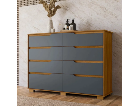 Cômoda 8 Gavetas Geórgia Cinza Moval Cor Freijó Cinza