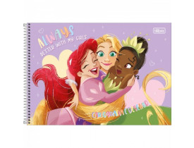 CADERNO TILIBRA CARTOGRAFIA E DESENHO ESPIRAL GRANDE 80 FOLHAS PRINCESA É HORA DE CELEBRAR