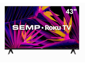 Smart TV 43" LED FHD SEMP R6610 com sistema operacional Roku, Wi-Fi, compatível com Google Assistente, Alexa e Apple Homekit