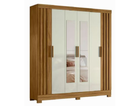 Guarda-Roupa Moval Valença com Espelho, 6 Portas, 2 Gavetas e 6 Prateleiras FREIJÓ OFF