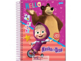 CADERNO CAPA DURA 1 MATÉRIA 96 FOLHAS MASHA E URSO JANDAIA