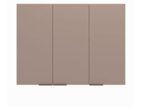 Armário Aéreo Bartira Cristal MDP 15mm com 3 Portas e 3 Prateleiras - 120cm de largura - Lâmina Mel/Nude
